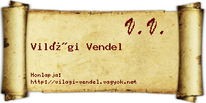 Világi Vendel névjegykártya